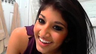 Very hot busty brunette solo masturbation on webcam