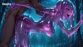 Toon Slime Stunner Rails Trunk, Observing Jizz Cascade Inwards Her Figure – AI Generated