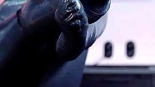 Curvy Sexy MILF with Big Ass in Latex Rubber Catsuit