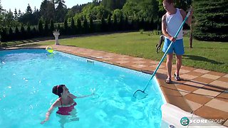 Barbara Angel and Barbara Moss Lesbian Outdoor Cumshots