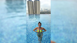 Bikini, Spit on Boobs, Ahegao, Butt Tease in a Public Pool