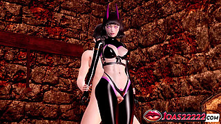 Hot Succubus with Big Tits in Oil - Thighjob Teasing for Big Dick in Leather Leggings, POV Staircase Doggy Style Sex