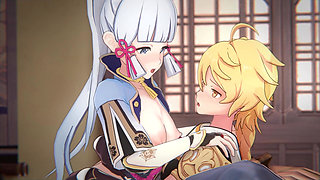 Genshin Impact - Ayaka and Aether Passionate Sex Scene - Sweet Moaning - 3D Hentai Animation