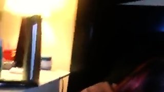 Amateur redhead Jacqueline with glasses masturbates