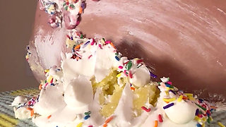 Step Mom Smashes My Birthday Cake with Her Fat Pussy