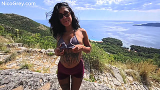 POV Doggy Pound On Sveti Stefan, Montenegro Cliff: Her Perfect Ass Bouncing In Broad Daylight!