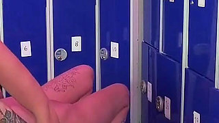 Lesbian party in gym's locker room