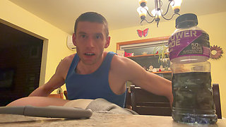 Bend Emo Girl Over Kitchen. Stool in Bright Airy Kitchen Dirty Talk Whole Time