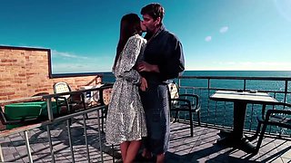 Stepsister's balcony passion ignites with oceanic sensual whispers