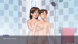 Busty Indian Stepmom Handjob in Shower - Creampie Sex with Step Son