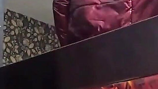 Red Nylon Jumpsuit Fetish Cameltoe Tease, Deep Blowjob and Cum on My Downjacket