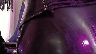 Femdom Facestting Eva Latex Fetish Mistress Footjob BDSM Pvc Slave High Heels Boots