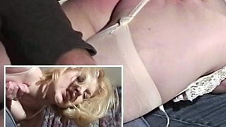 Blonde With Stockings Blowjob While Anal Toy