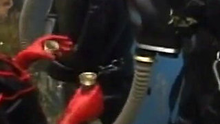 Dominating gas mask man