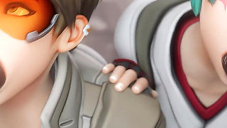 Tracer & Kiriko - Big Black Cock Sloppy Blowjob & Cowgirl 3D Animation