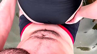 Public Sex Ends With Cum On Swimsuits