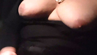 Chubby pretty shemale jerks off her cock while her boots bounce