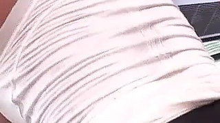 Asian teen with hairy pussy filmed in gym at gangbang