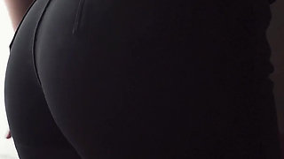 Sexy MILF In Tight Black Jeans Flashing White Thong Whale Tail