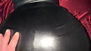 Black Leather Skirt Girl Shows How to Cum on the Skirted Ass