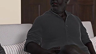 Busty MILF Landlady Nailed and Creampied by a Horny Black Oldman