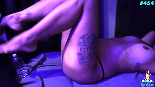 Her Boyfriend Left Her Alone, Horny, and She Came to Relieve Herself with a Massage and Squirted a Lot.