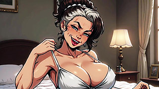 Ai Old Women in Bedroom Teasing and Flashing Tits