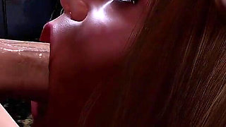 Hot Blonde in a BDSM Deep Throat Blowjob.