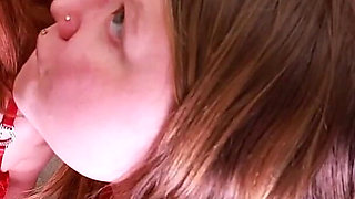 Blonde & Redhead Lingerie POV Blowjob with Facial