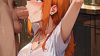 Anime Ai My Wife Seduces Me in the Kitchen with a Deep Throat, and Swallows My Semen for Dessert