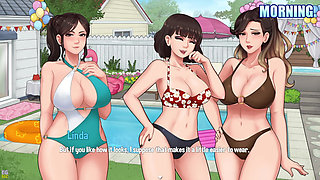 House Chores #57 Pool Party Ends in a Foursome with Three Hot Girls