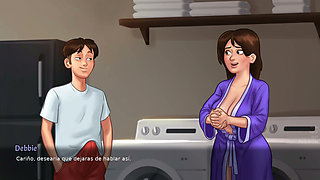 Stepmom and stepsister share tenant's cock - summertime saga
