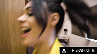 Ariel Demure catches a shower curtain glory hole
