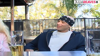 Blonde MILF sucks a monster cock then gets a hard fuck on the bed