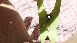 Inserting a Small Cup Into the Wet Pussy