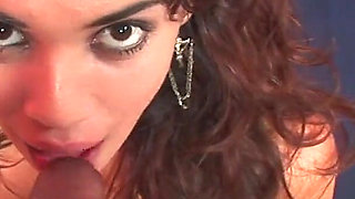Busty Latina with hairy slit gets a long black cock and facial jizz