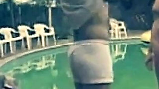 Vintage Porn of a Fat Housewife with Hairy Pussy Fucked by a Big Cock in the Pool