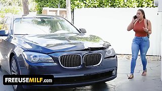 Freeuse milf - curvy latin Carmela Clutch lets her son-in-law play with her Huge Tits and milf snatch