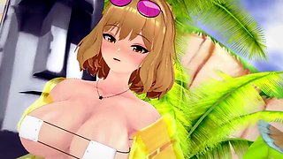 Dancing, double blowjob, beach sex