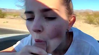 Blonde youthful adult flashes her culo in a car