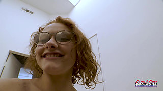 Petite Inked Redhead Coed Luna Parish Handjob Rimjob Greedy Swallow!