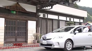 Wild Japanese kimono babe fucked hardcore then swallows big load