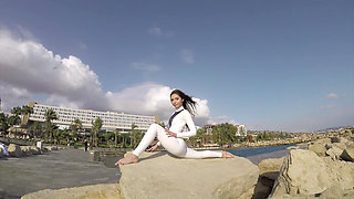Elegnant Contortionist in White Spandex
