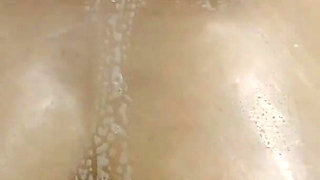 Pushing Boobs to Glass Door