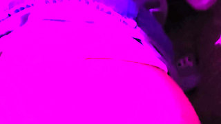 My stepsister wears a short skirt without panties I lift her up and fuck her on all fours while she moans