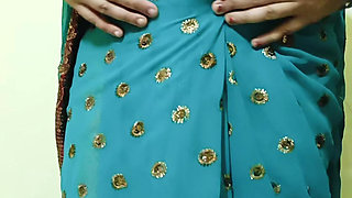My friend wife wearing saree and remove