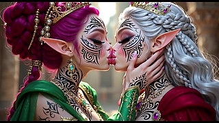 Beautiful Elves Princess Kissing, Ai Animation