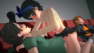 Kanojo, Okarishimasu - Boyfriend Dozes off so Ruka Gets Pounded and Creampied by Another Guy - 3D Hentai Animations
