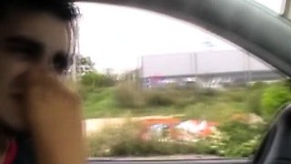 he has to smell her stinky feet while driving the car