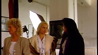 Vintage babes getting naked and touching each other at casting